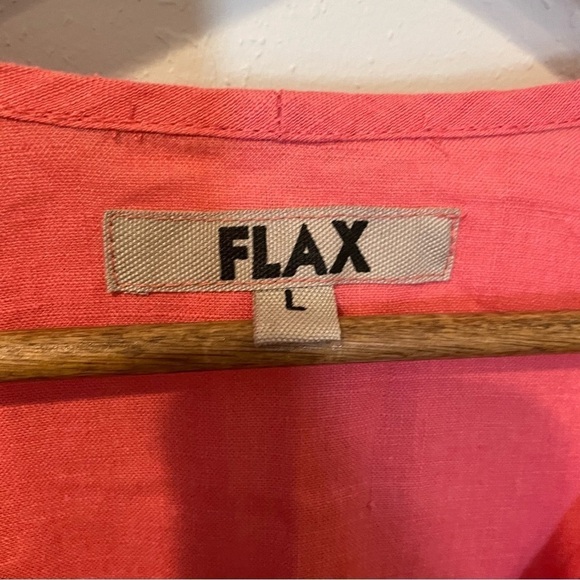 FLAX Coral Pleated V Neck Tunic Top - Picture 6 of 9